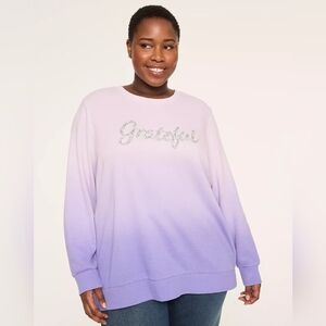 Lane Bryant Sequin Grateful Dip Dye Graphic Sweatshirt sz 26/28 - New With Tags